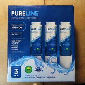 Pureline Refrigerator Water Filter #PL-400; Box of 3